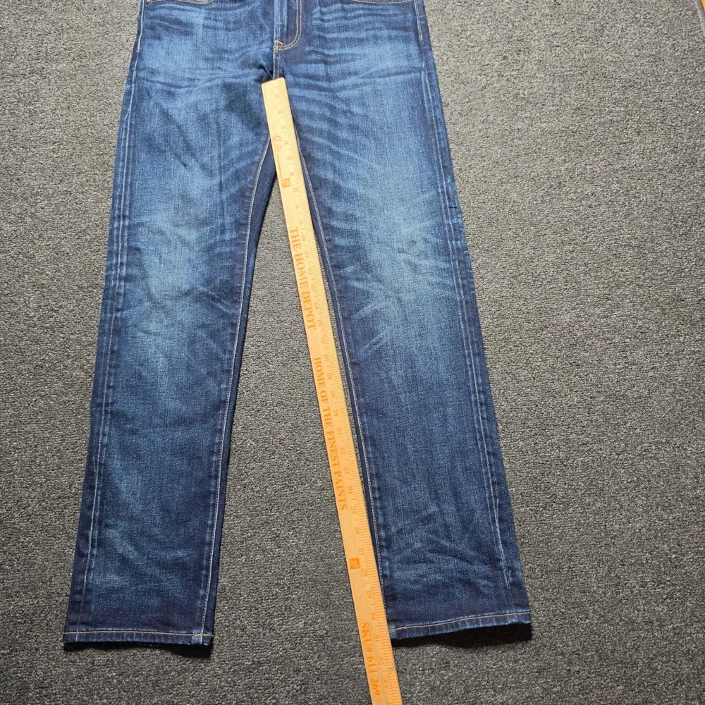 Uniqlo Slim Straight Jeans Indigo Mens 32x32 Japanese Selvedge Denim Faded Pants